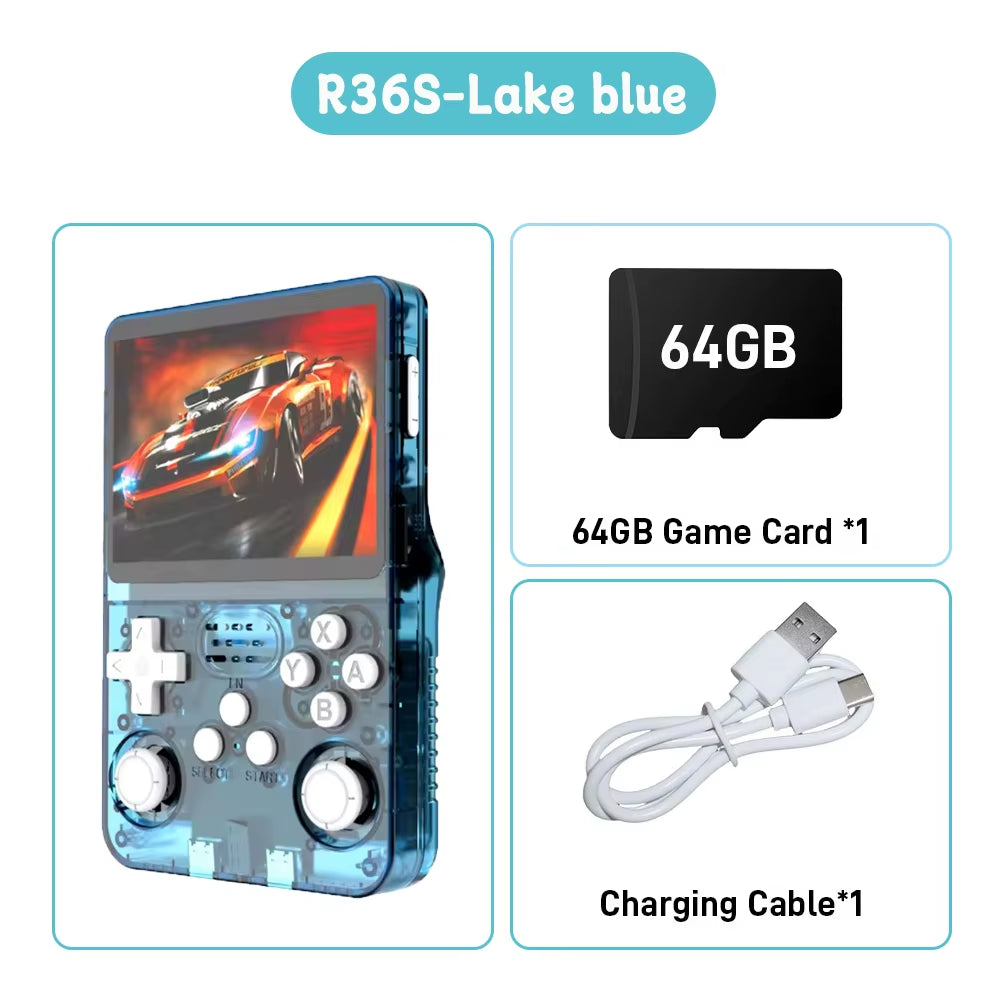 R36S ARKOS Retro Handheld Video Game Console Genuine 3.5 Inch IPS Multiple Colors Are Available Screen Portable Player 64GB Game