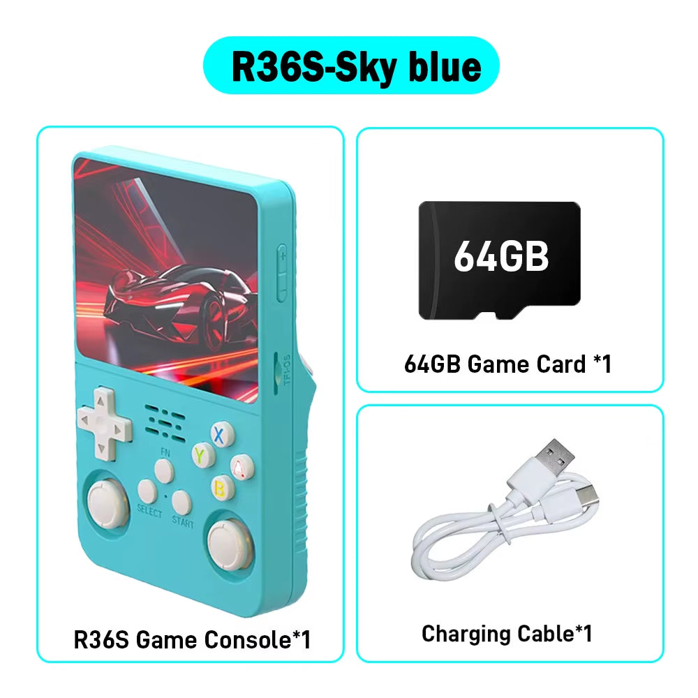 R36S ARKOS Retro Handheld Video Game Console Genuine 3.5 Inch IPS Multiple Colors Are Available Screen Portable Player 64GB Game