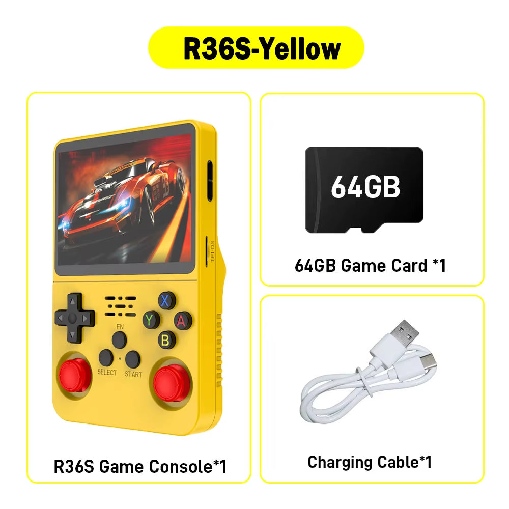 R36S ARKOS Retro Handheld Video Game Console Genuine 3.5 Inch IPS Multiple Colors Are Available Screen Portable Player 64GB Game