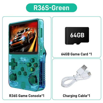 R36S ARKOS Retro Handheld Video Game Console Genuine 3.5 Inch IPS Multiple Colors Are Available Screen Portable Player 64GB Game